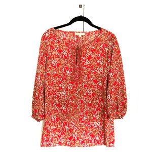 Red and cream paisley blouse